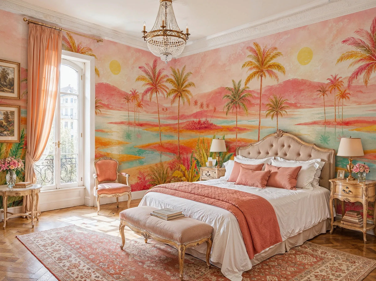 Tropical Lagoon Palm Landscape Wall Mural