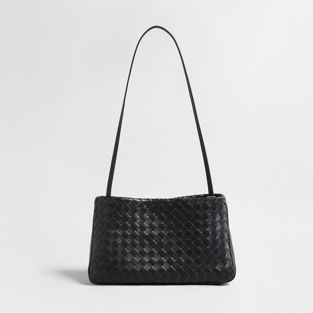 Woven Lambskin Shoulder Bag – Soft Structured Leather Crossbody Bag - Shoulder Bags at Dealshubindia